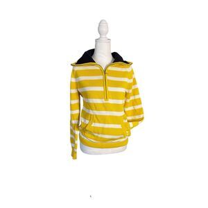 Lauren Ralph Lauren Womens PM Pullover Half Zip Sweater Yellow Stripe NWOT)